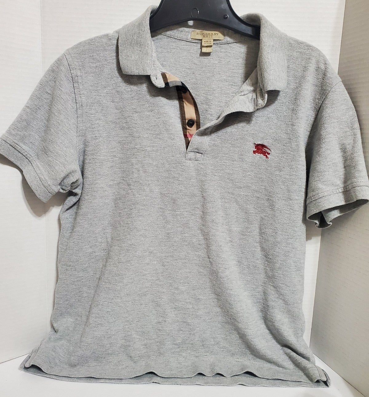 BURBERRY Brit London Gray Short Sleeve Shirt Polo Men’s Size Small CLASSIC used