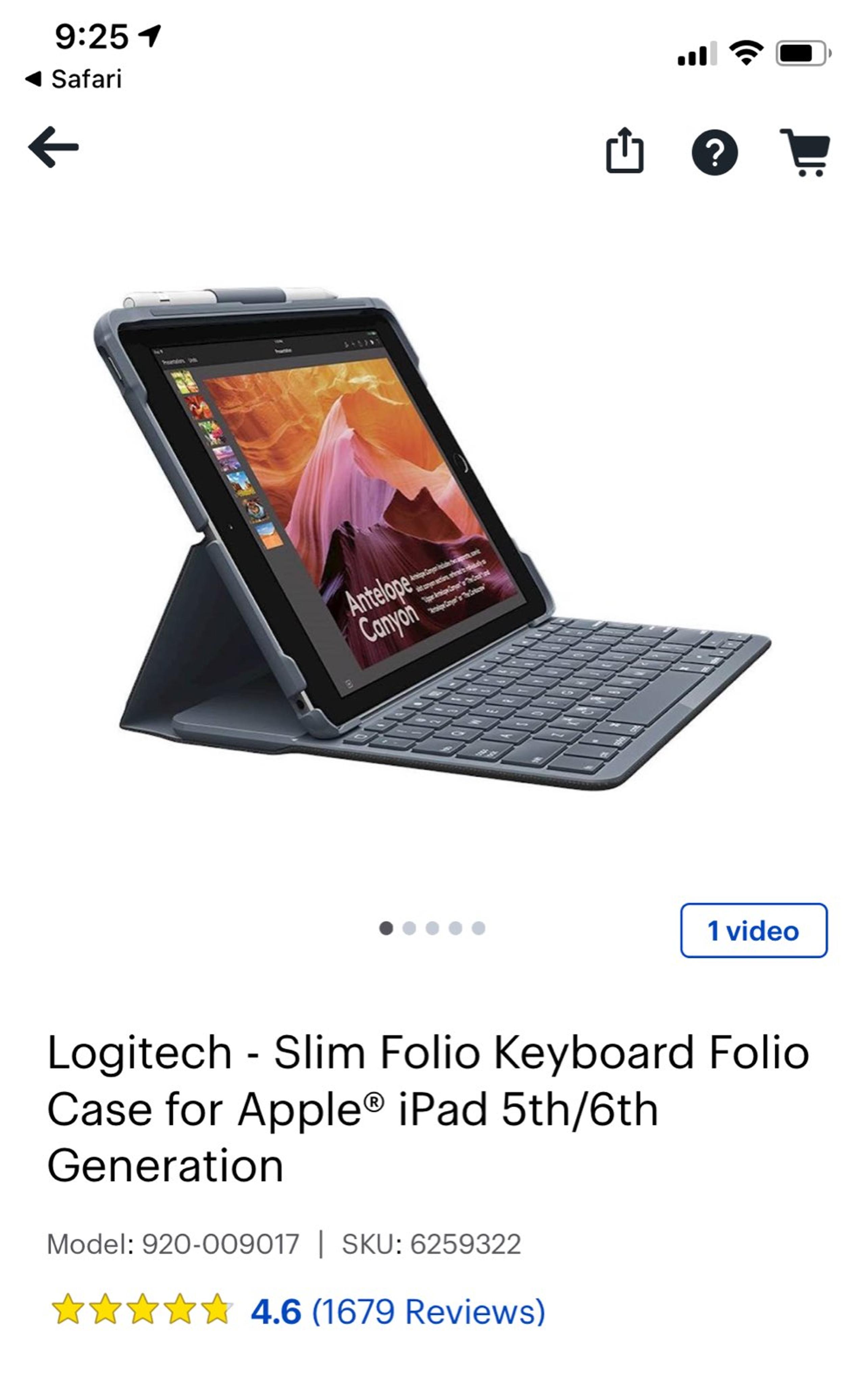Logitech Slim Folio Ipad Case (5th/6th G