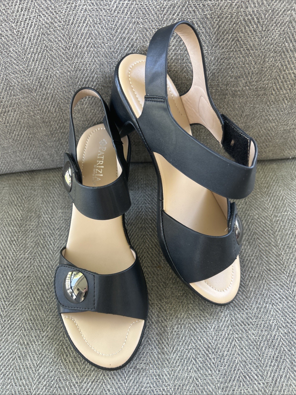 Patrizia by Spring Step DADE Womens 7.5 Black Dress Heels Slingback Sandals NEW!