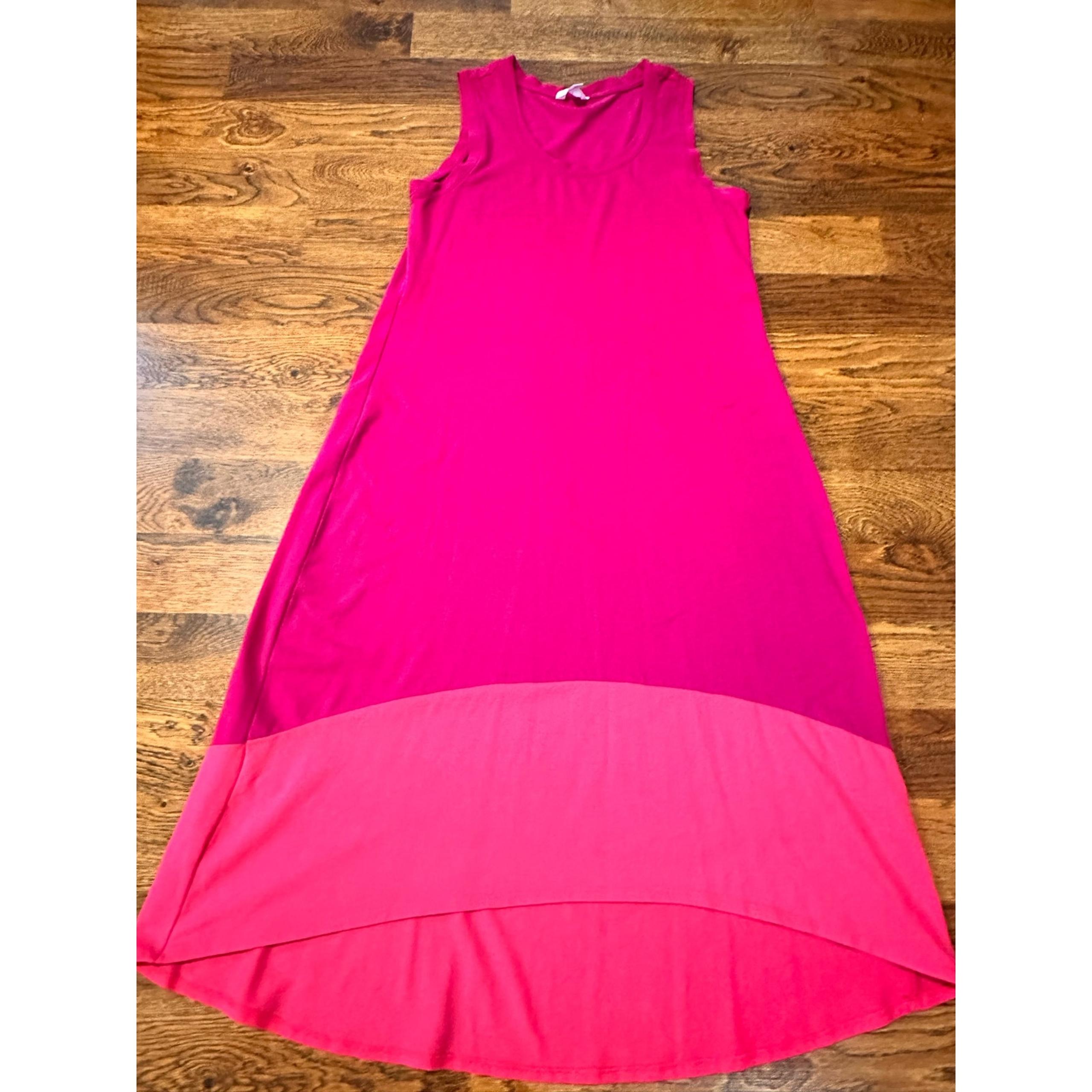 Time and Tru Pink Color Block High Low Tank Dress Size L Summer Casual