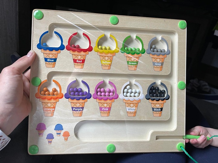 Magnetic Color & Number Maze - Montessori Wooden Color Matching Learning Countin