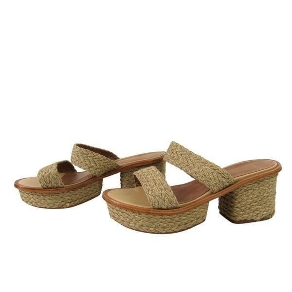 Raye Women's Caba Natural Braided Platform Heels SZ 9