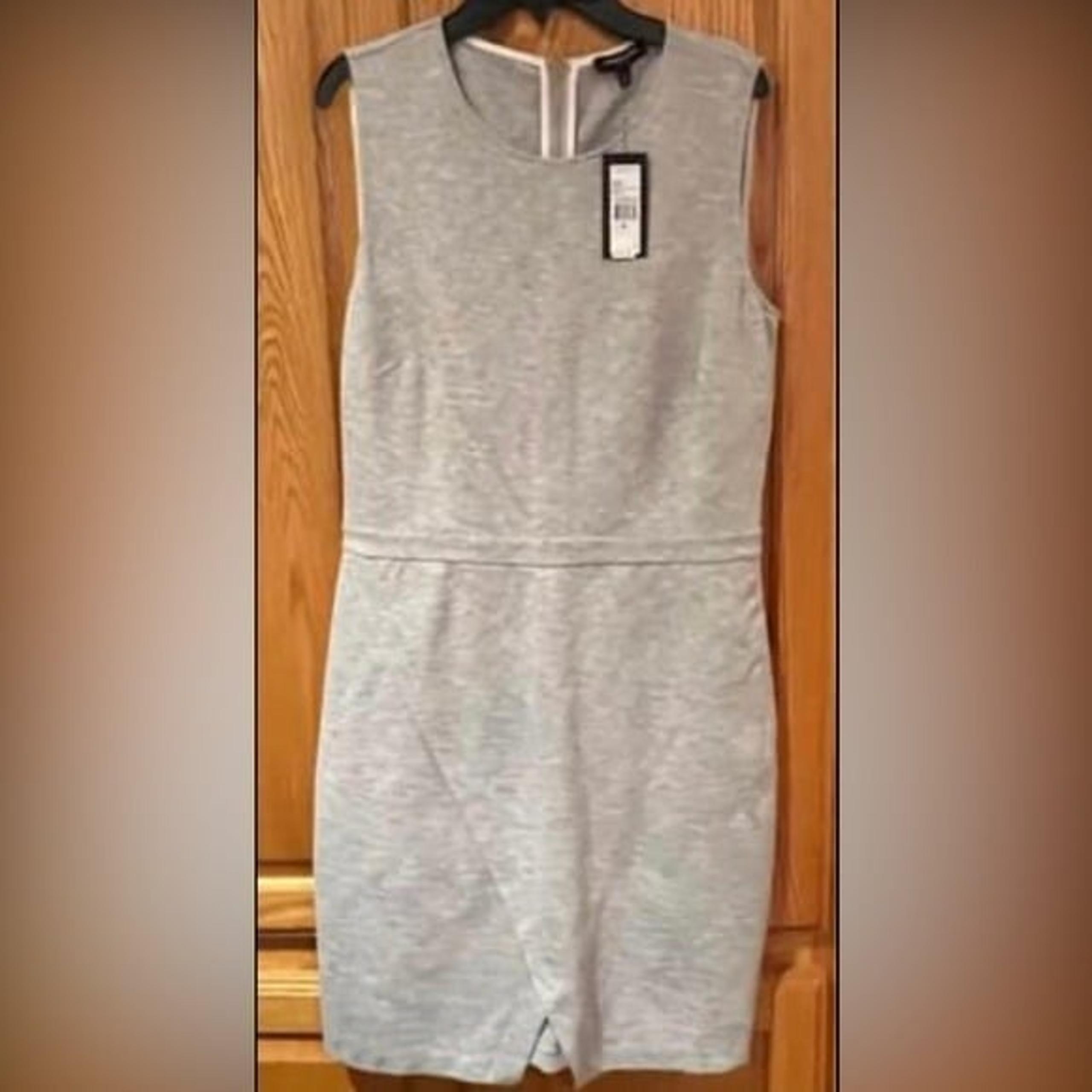 Kenneth Cole Grey Sleeveless Cinched Waist Asymmetrical Front Slit Dress Size 8
