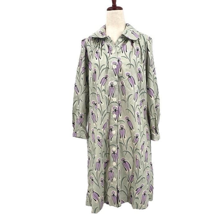 Buru Floral Long Sleeve Button Down Dress XS