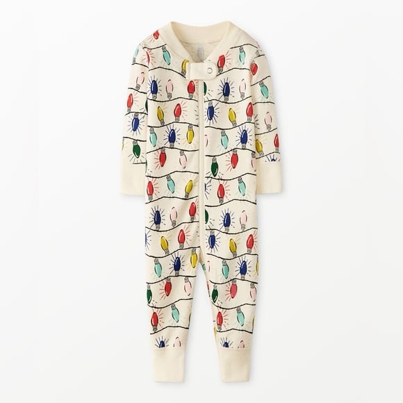 Hanna Andersson holiday lights 6/12m zipper romper