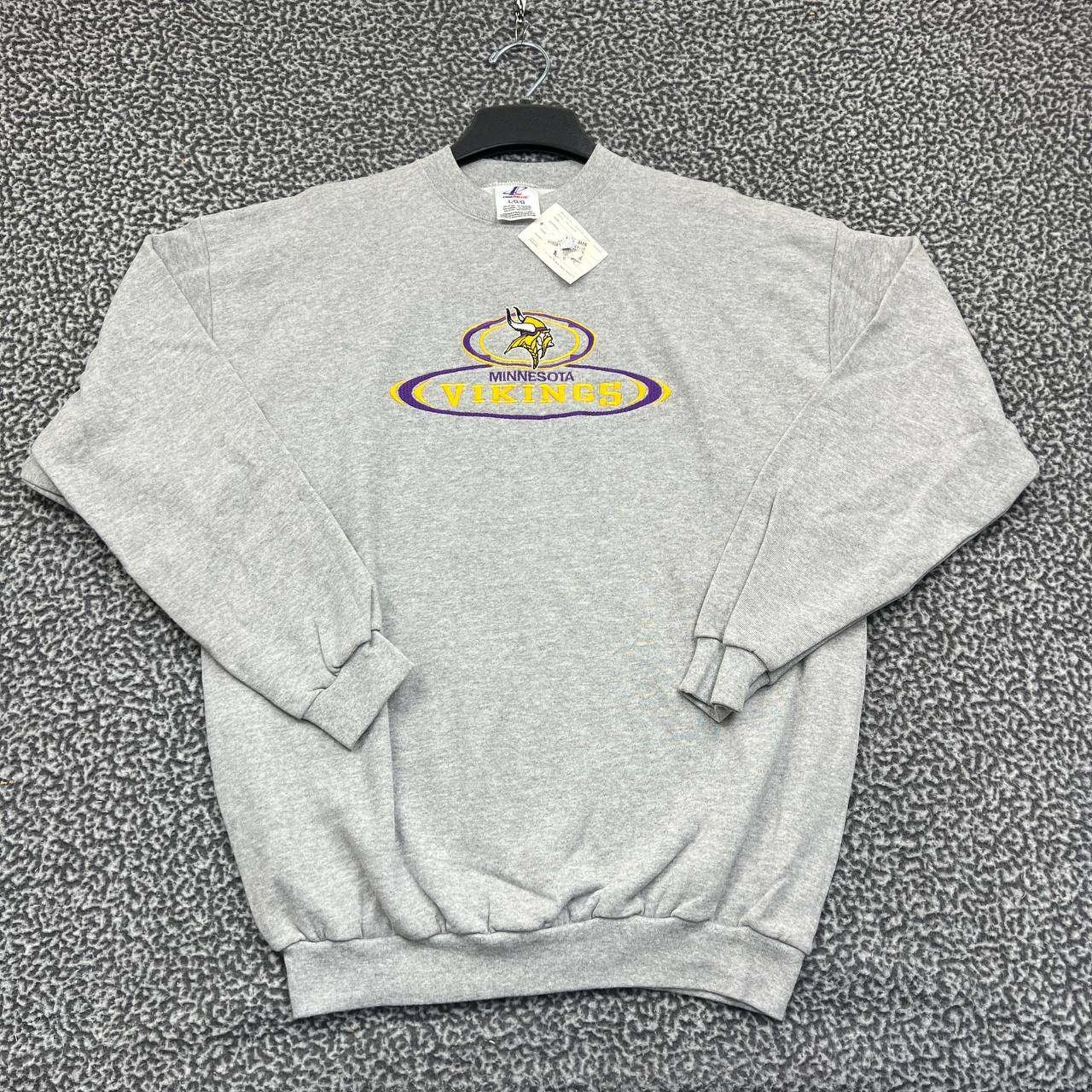 Vintage Minnesota Vikings Sweatshirt Men Large Gray Logo Athletic Pullover New L