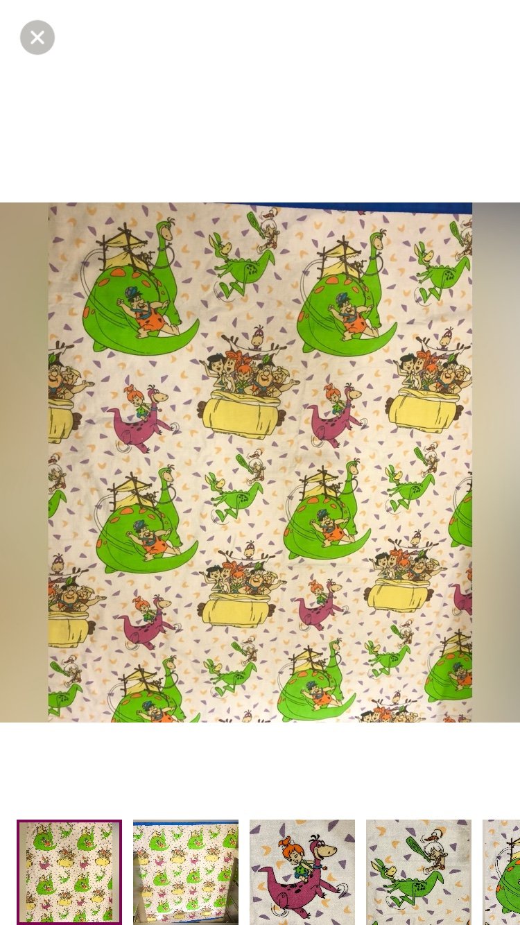 Vintage 1994 Fred Flintstones Family & Friends “Yabba Dabba Doo” Blanket 7’ x 6’