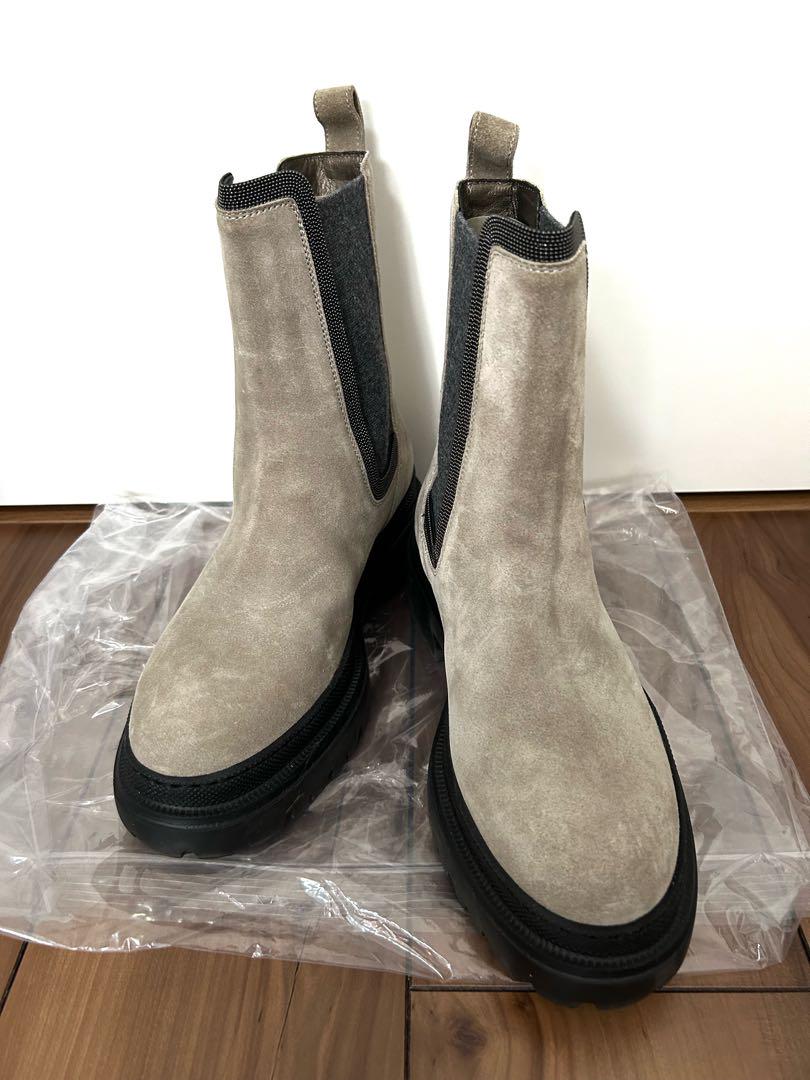 BRUNELLO CUCINELLI Suede Chelsea Boots with Monile Detail