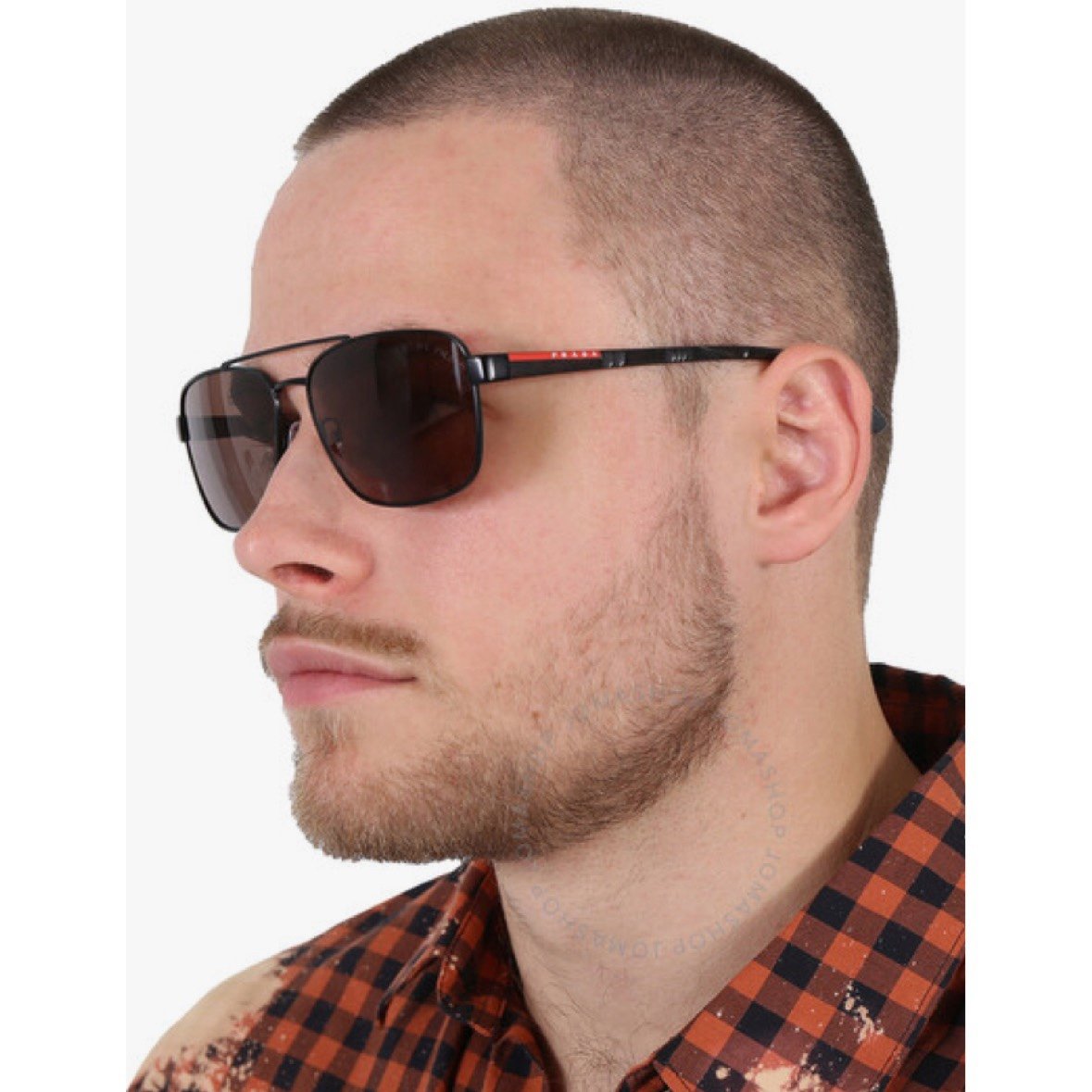 PRADA LINEA ROSSA Polarized Light Brown Navigator Men's Sunglasses