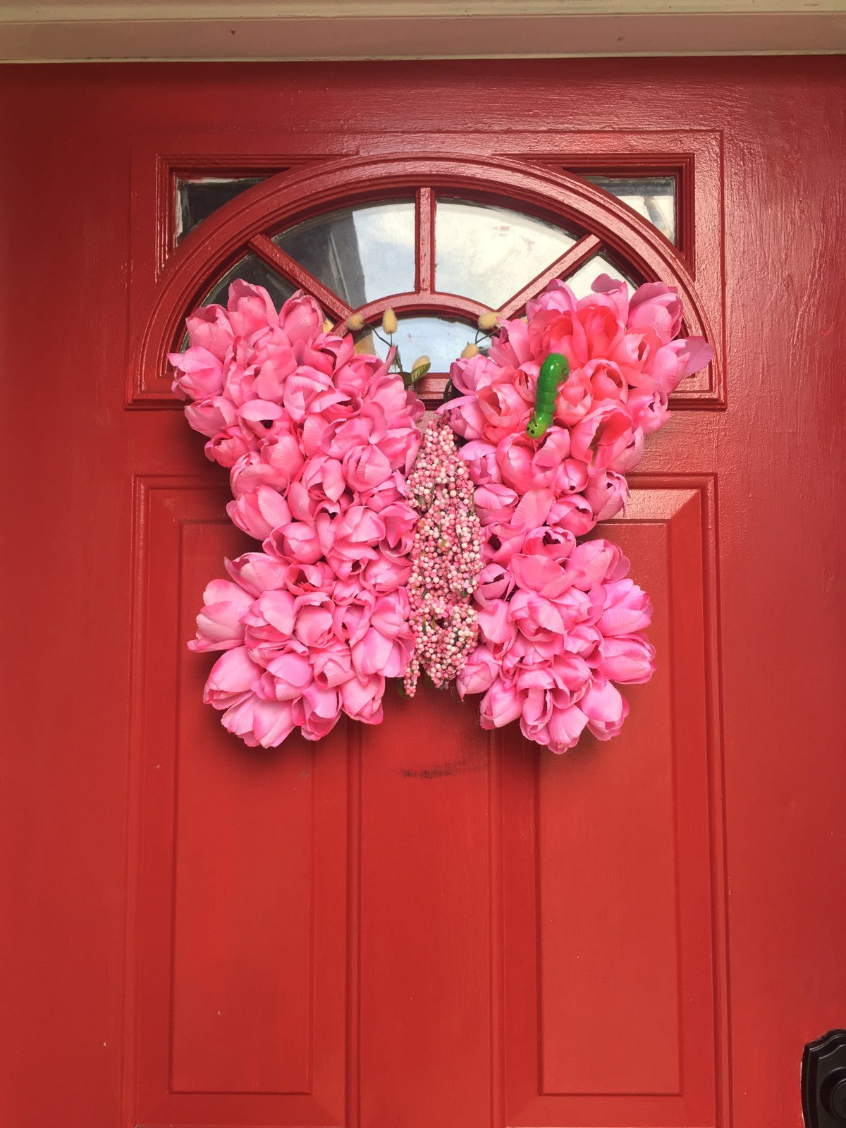 Butterfly Wreath Made With Pink Tulips