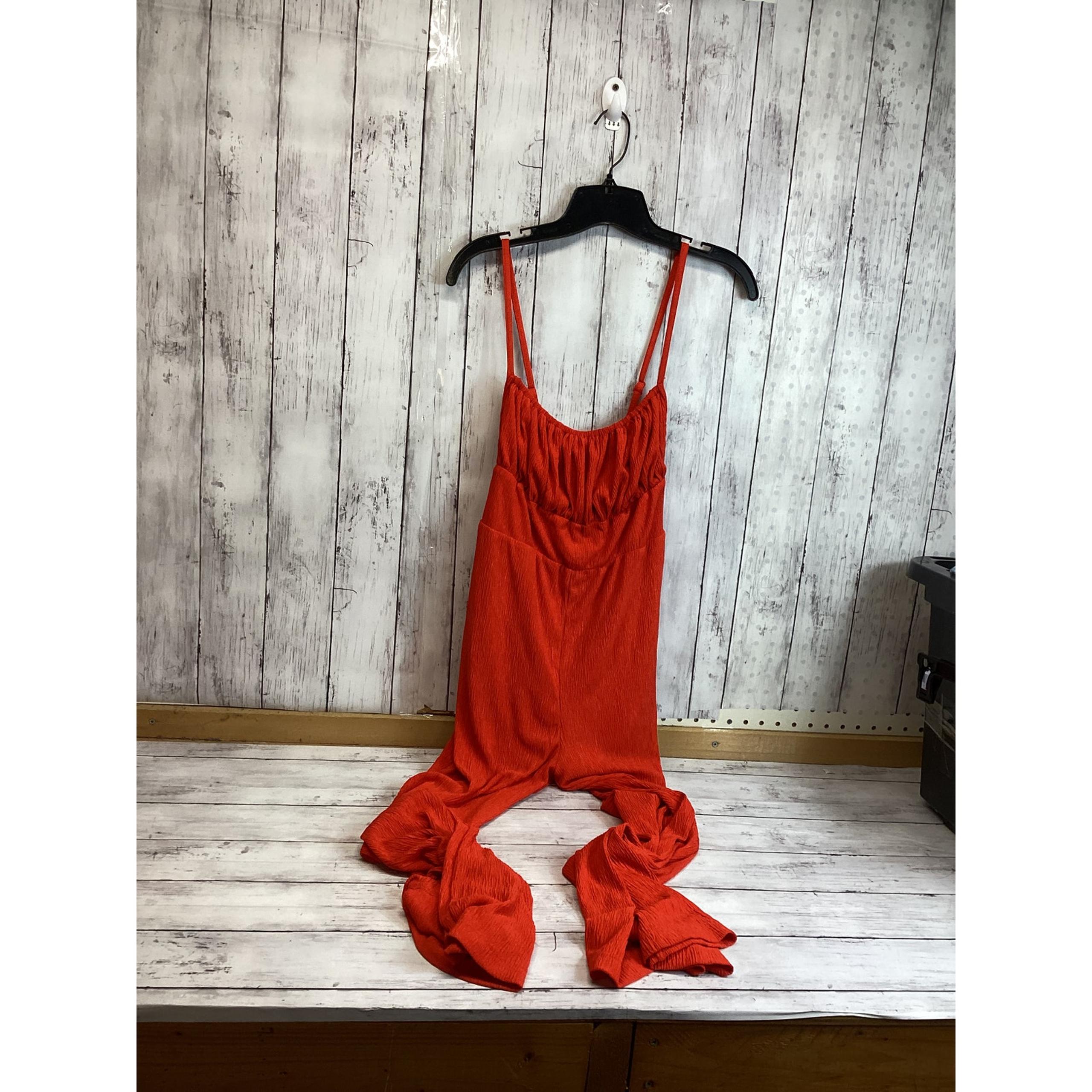 Urban Outfitters Women Jumpsuit Size Medium Orange Adjustable Strap Wide Leg