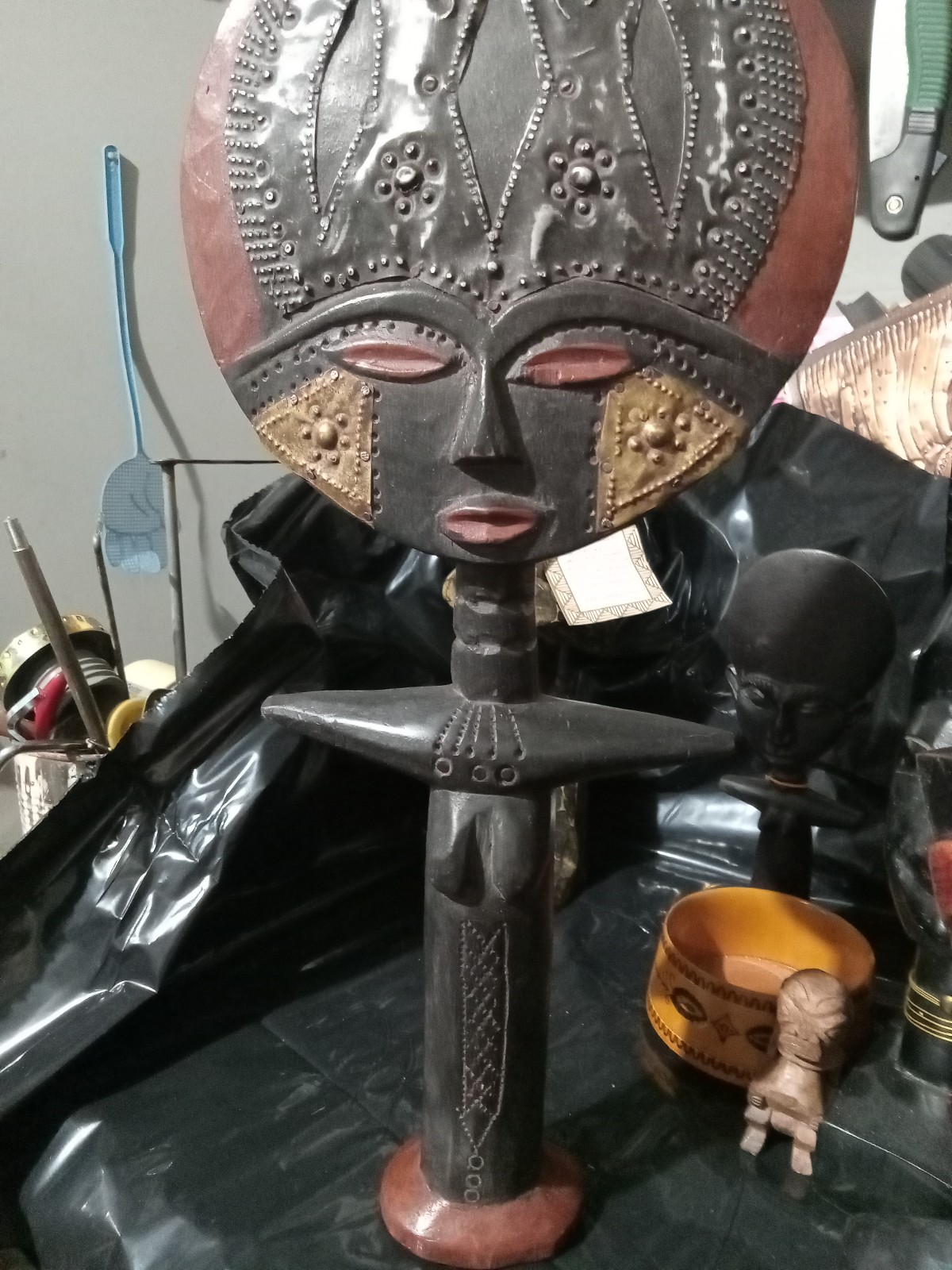 African Hand-Craved Wooden Fertility Figure Doll Ashanti