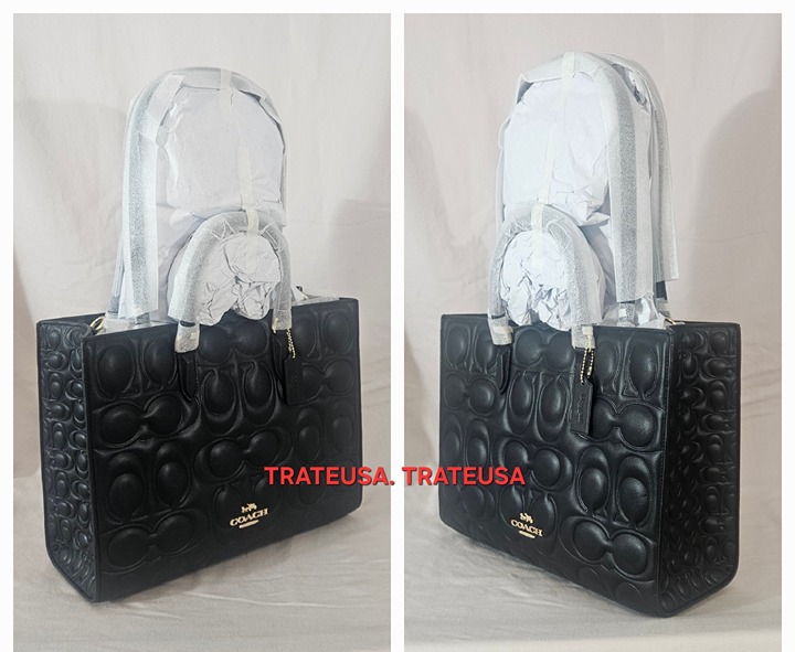 NWT Coach Maggie Tote Bag In Signature Leather CY672 Black 598 Packed