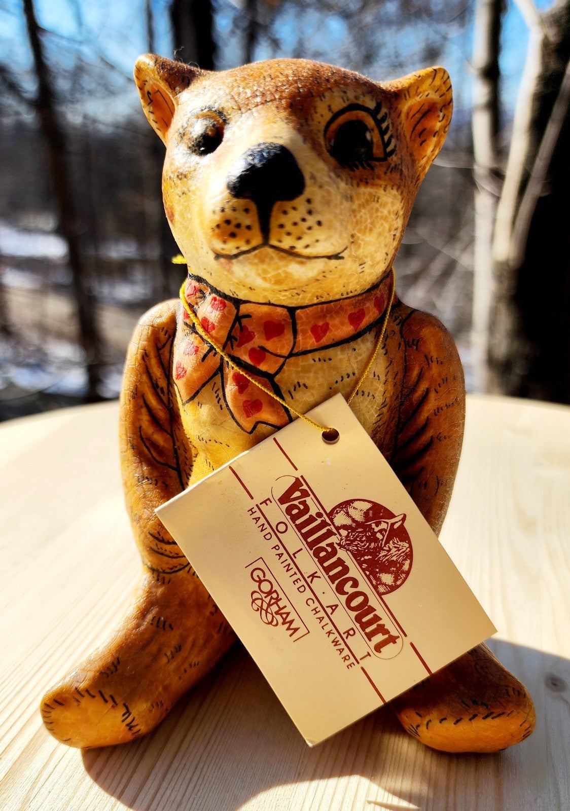 Vintage 1987 Gorham Vaillancourt chalkware Folk Art Tan Love Bear