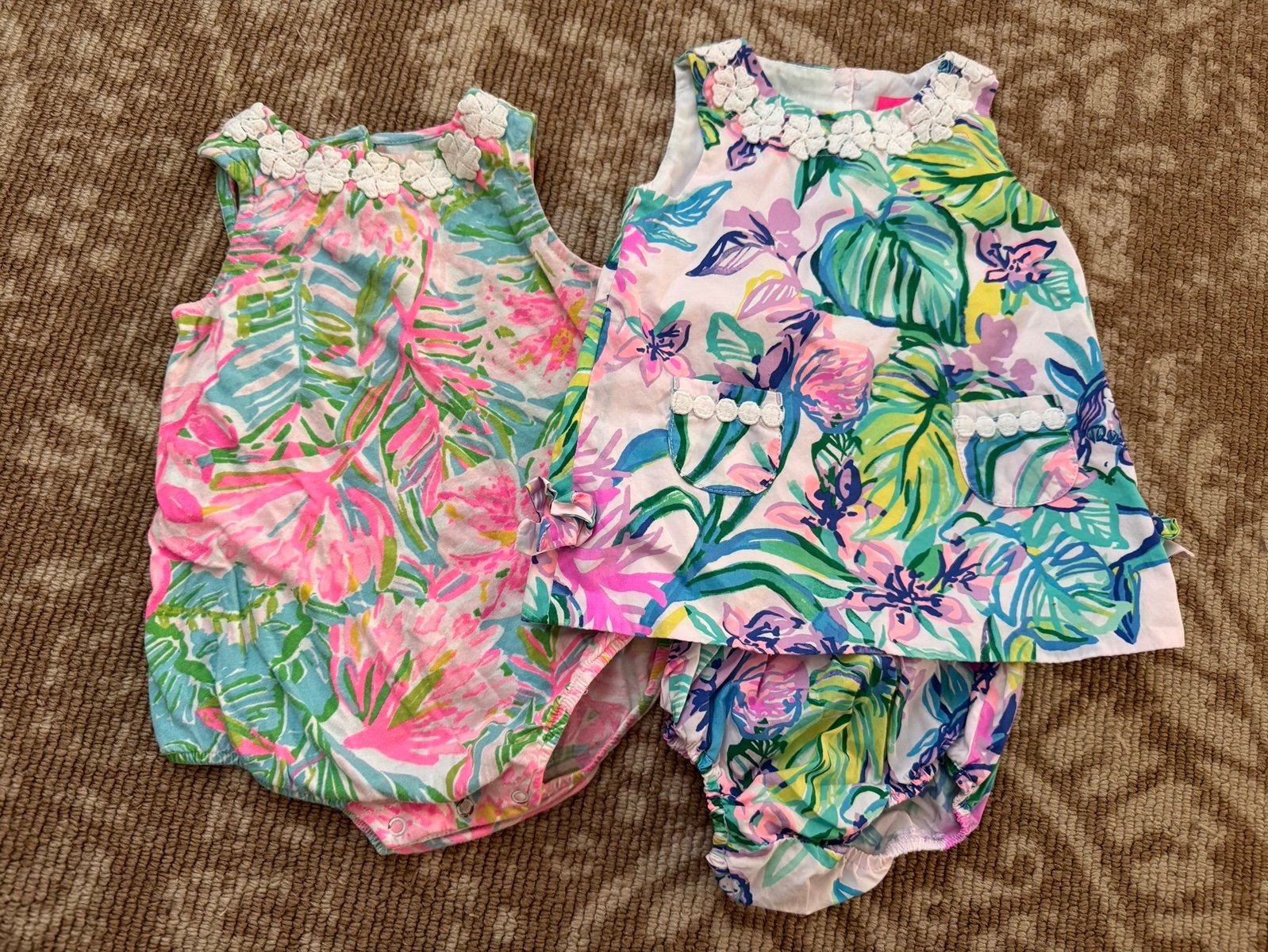 Lilly Pulitzer Baby Girl Floral Dress Romper Lot 6 12 Months