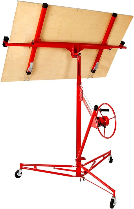 11' Drywall Lift Rolling Panel Hoist Jack Lifter Construction Caster Wheels