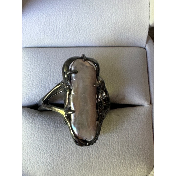 Vintage Sterling Silver And Pearl Ring 7.55g Size 9