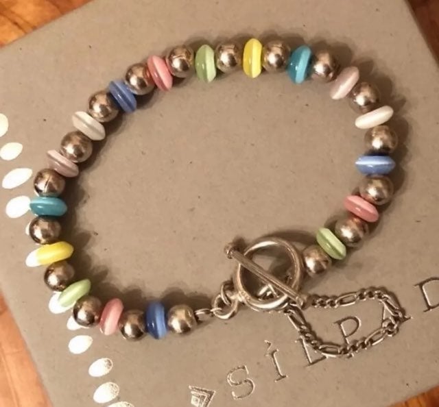 Silpada Sterling Silver Pastel Beaded Bracelet B0927