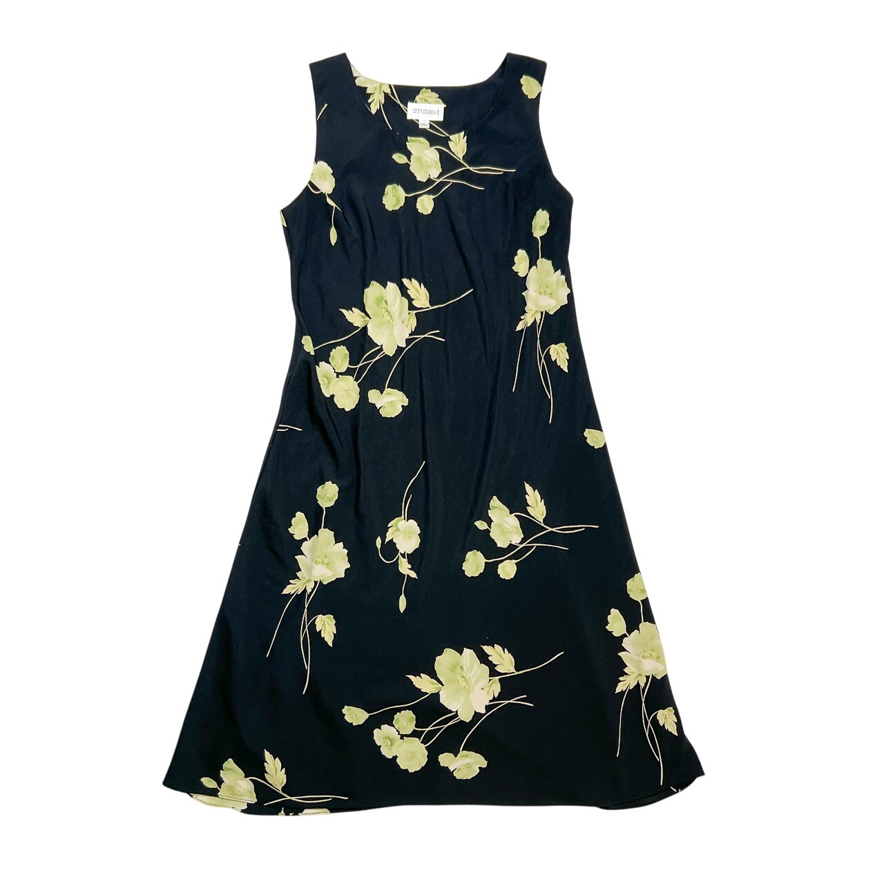 Studio I Vintage Floral Maxi Dress Sleeveless Sheath Women's 16 Whimsigoth 90s