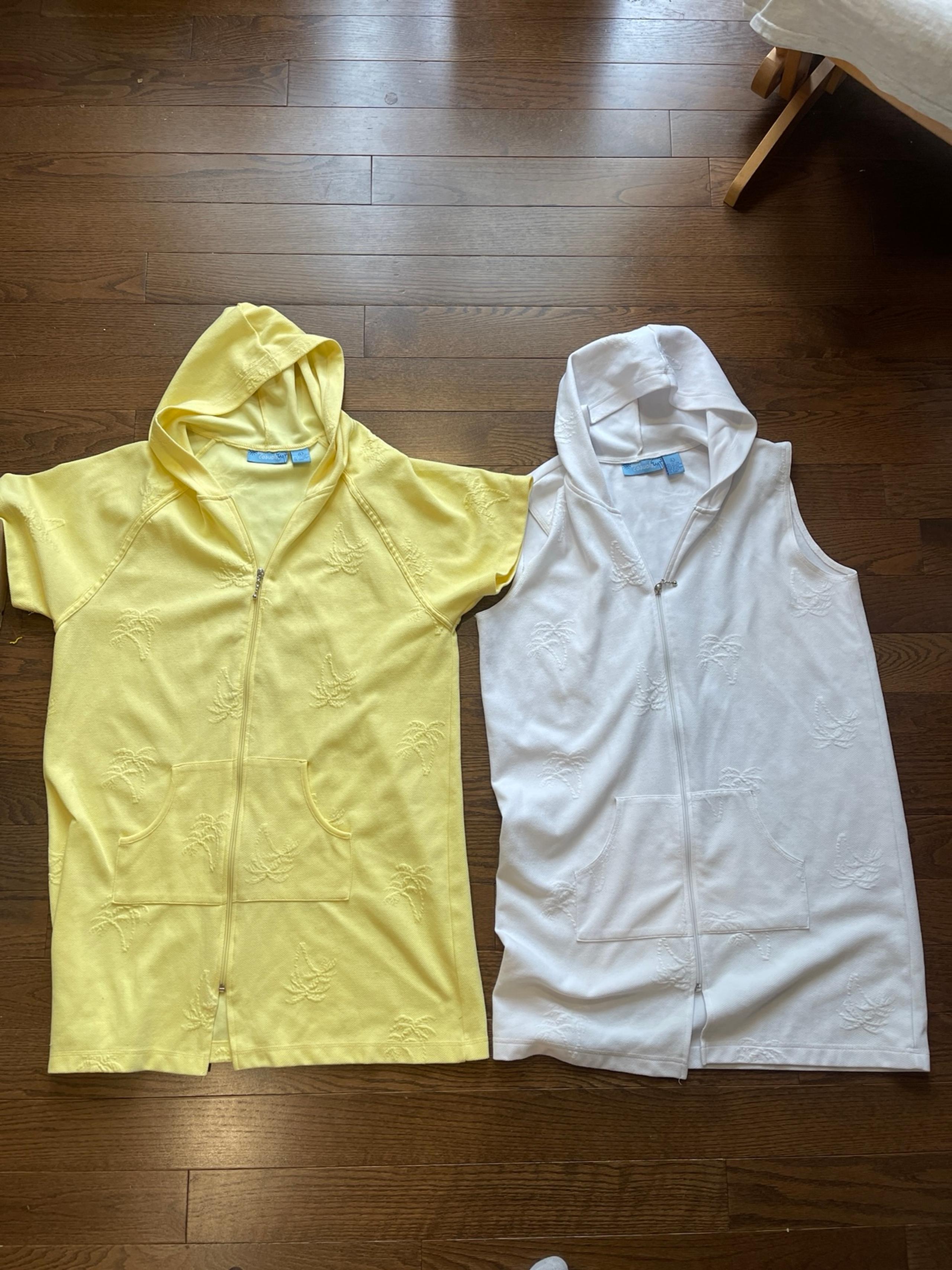 Two beach cover ups sz L, white and yellow , Sun casuals