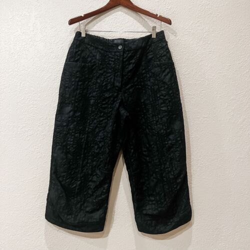 Oska Wool Cropped Wide Leg Black Textured Pants, Size 10-12, Langenlook,