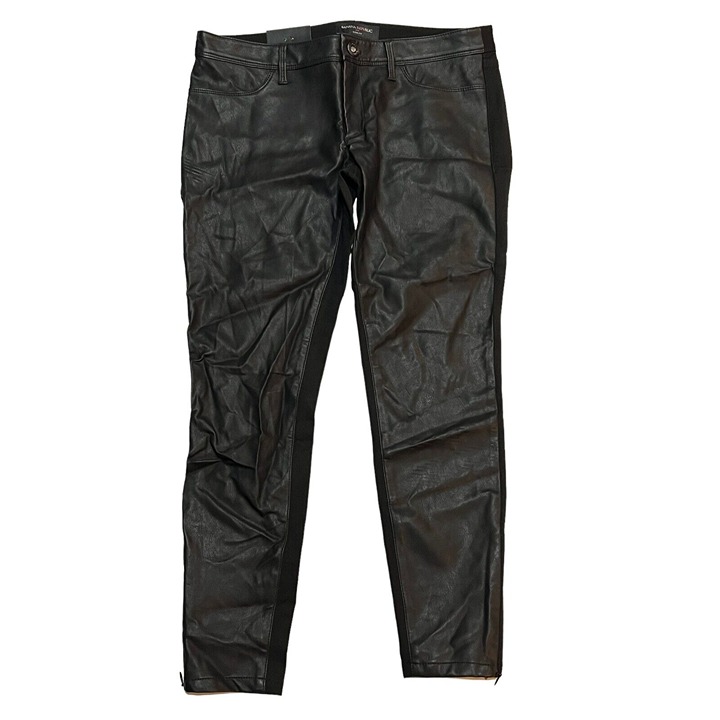 NWT BANANA REPUBLIC Sloan Legging Pants Sz 6 PETITE Black Faux Leather #667426