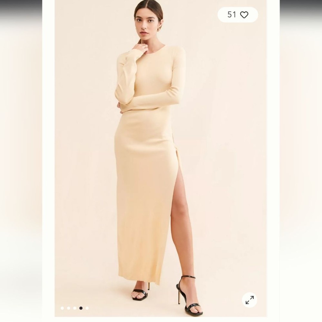 Simon Miller Maxi Dress M Junjo Cutout Cream Embroidered Slit Cutout Tie Bow