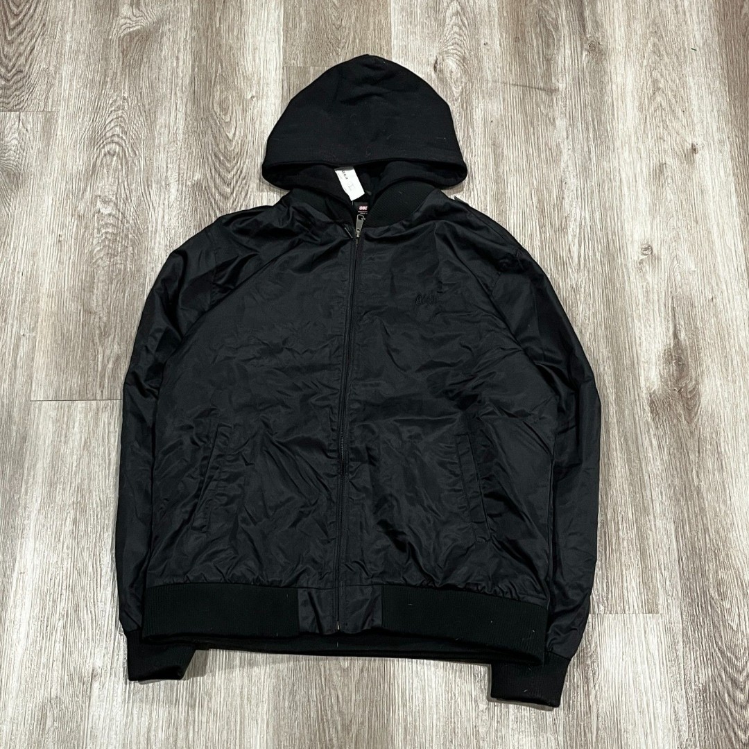 Obey Worldwide Men's Full Zip Hanger Black Flight Jacket Men's Sz XL Patch Logo