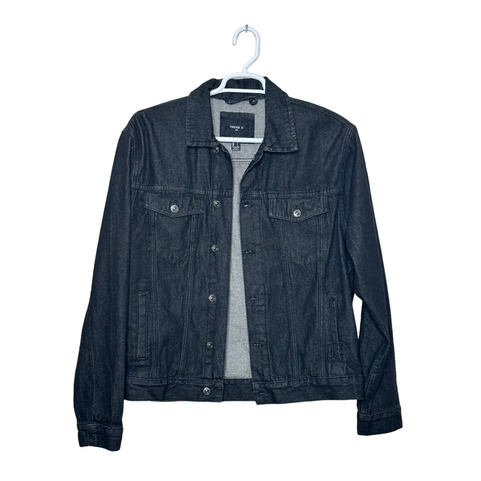 Forever 21 men black buttoned Jean jacket size Large