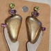 Vtg 1980s Stering Silver Peridot Amethyst Pink Sapphire Contem Pierced Earrrings