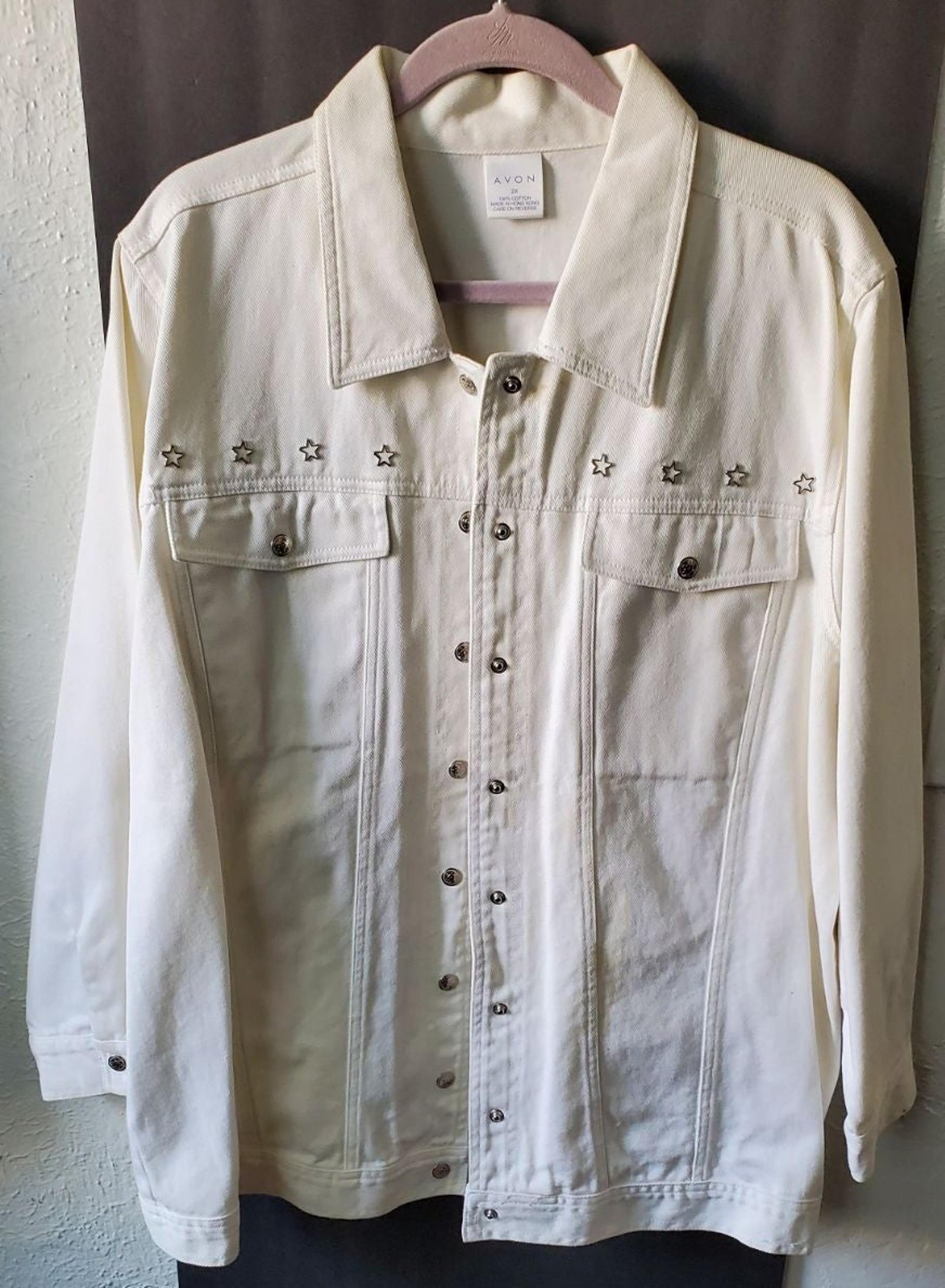 Avon White Jean Jacket XL Women's Jacket