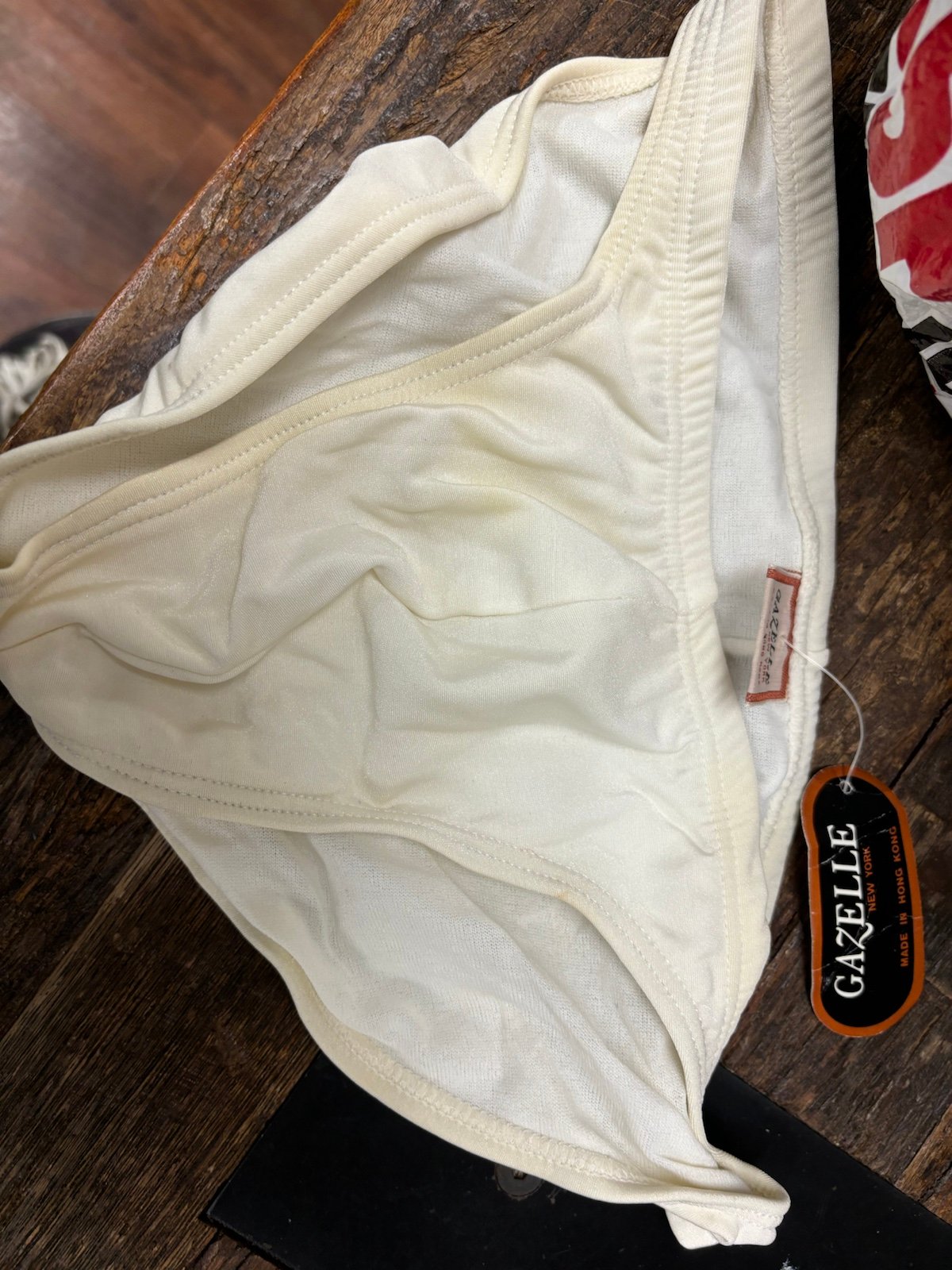 Men’s Gazelle white speedo style, S