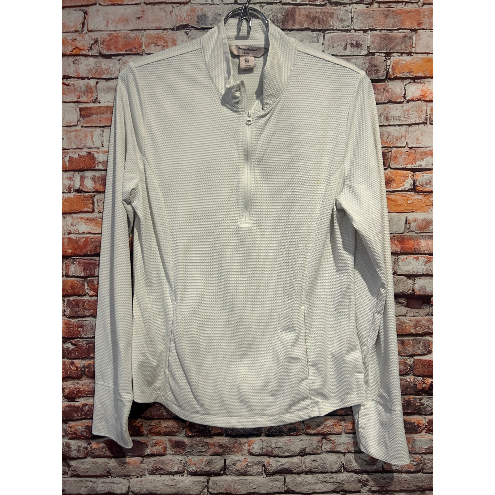 Tommy Bahama golf womens 1/4 zip textured pullover white long sleeve shirt large
