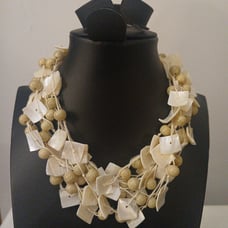 Bloomingdale's Cream Colored Iridescent Shell & Bead Choker