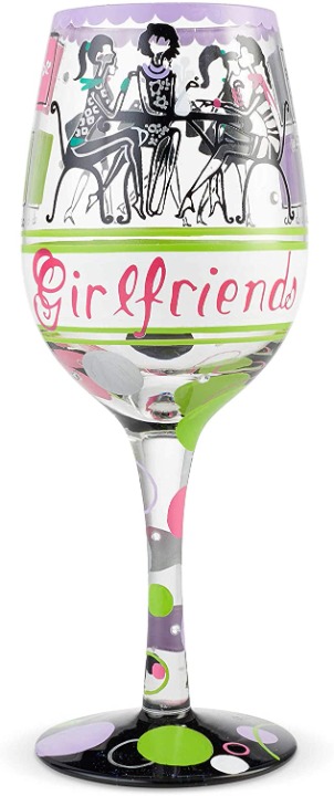 Lolita Girlfriends Together Hand-Painted Artisan Wine Glass set of 6