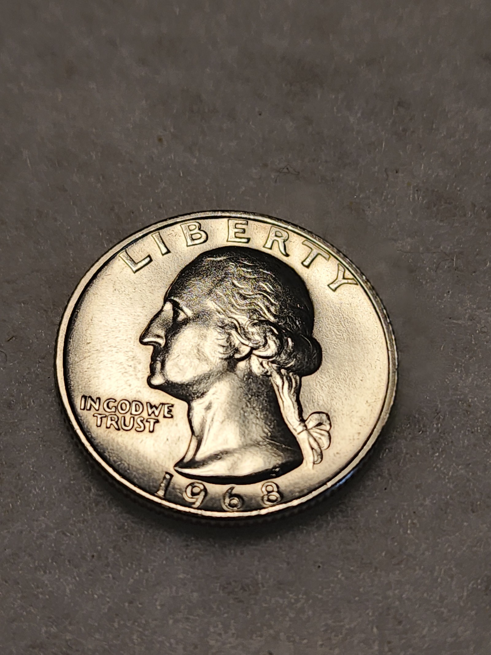 1968 No Mint Mark. Mint state Quarter.