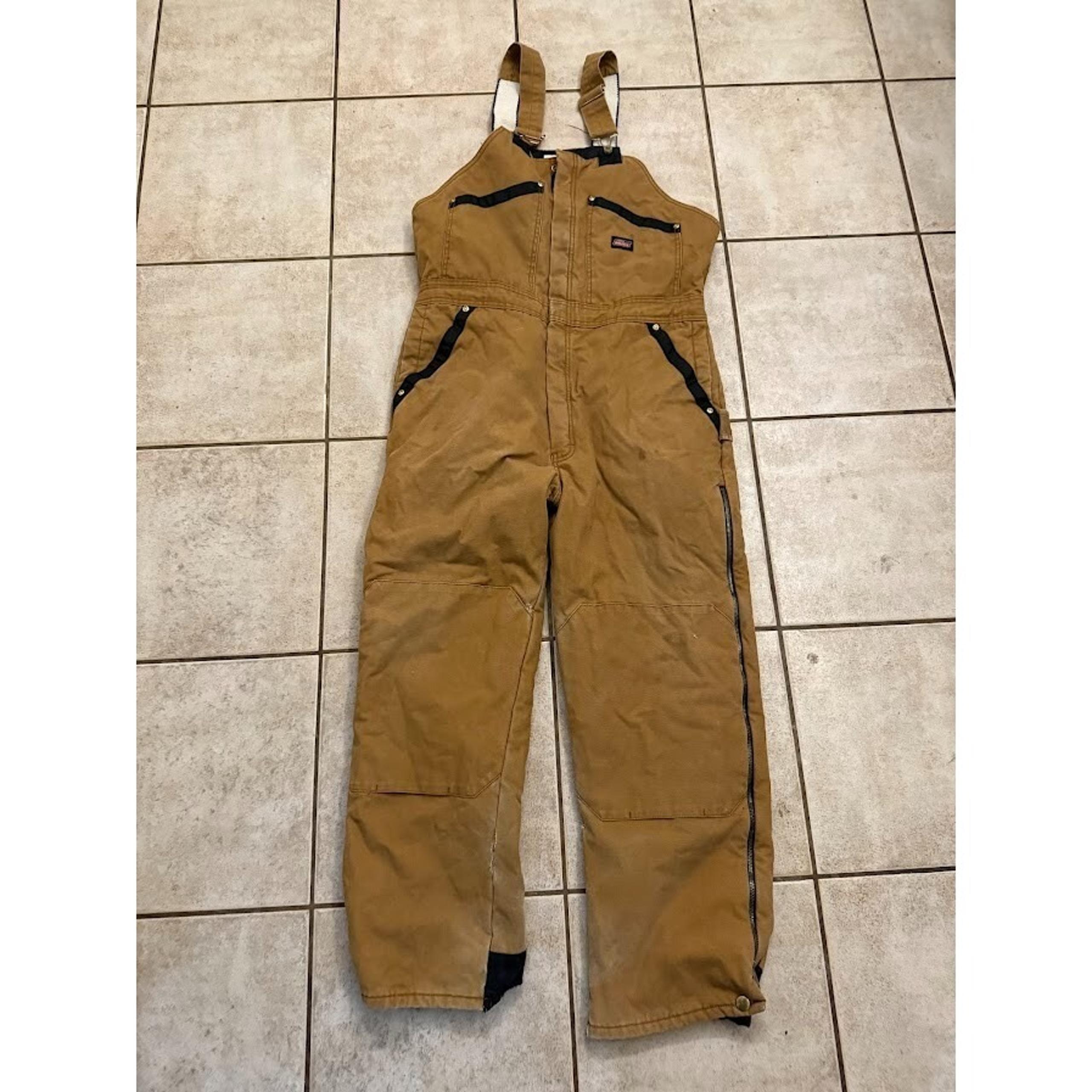 Dickies Genuine Insulated Work Overall Mens Large Beige Canvas Zip Pocket.