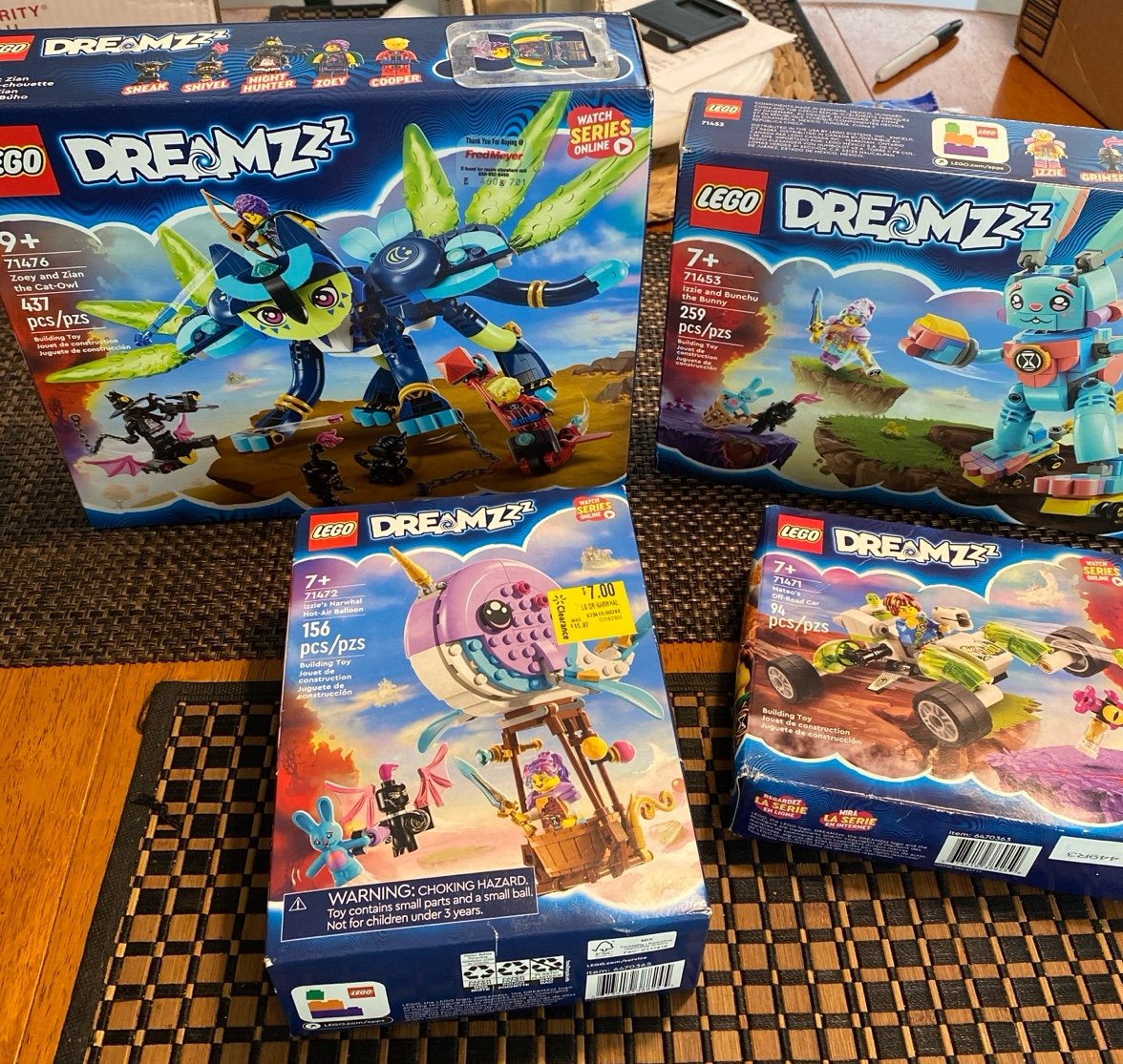 4 Lego Dreamzz sets 74776, 71453, 71472, and 71471