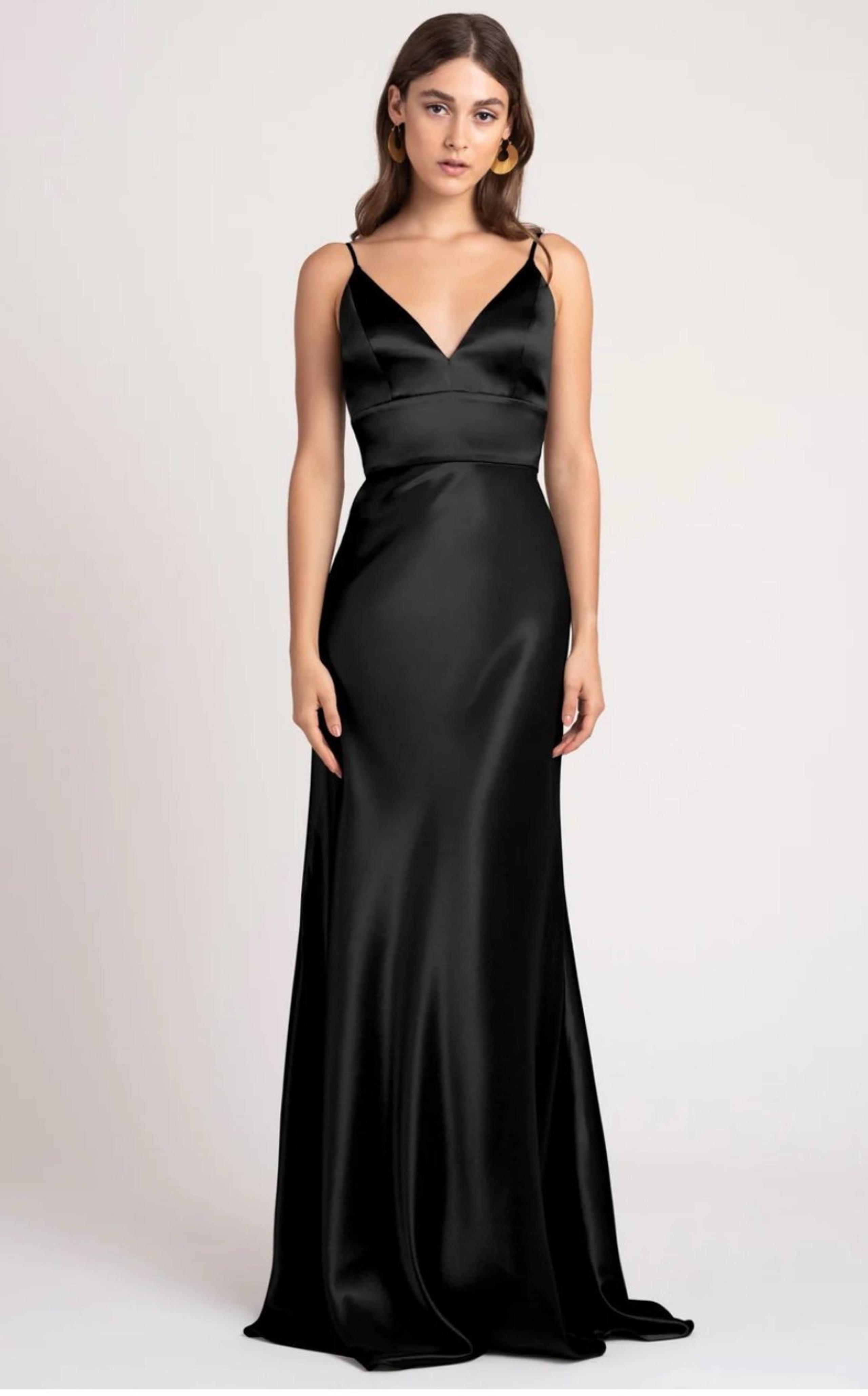 NWT Jenny Yoo Brenna Black Satin Gown