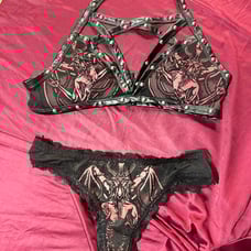 KILLSTAR Red & Black Baphomet Bondage Bra & Panty