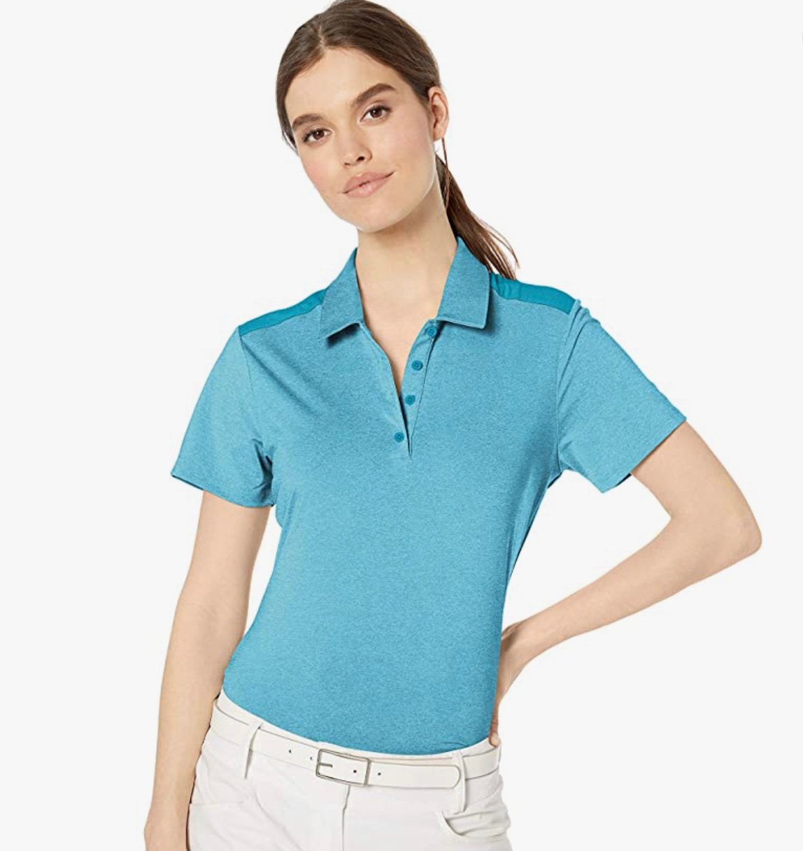 Adidas Golf Women's Ultimate Heather Short Sleeve Polo DZ6332 Teal Size XL