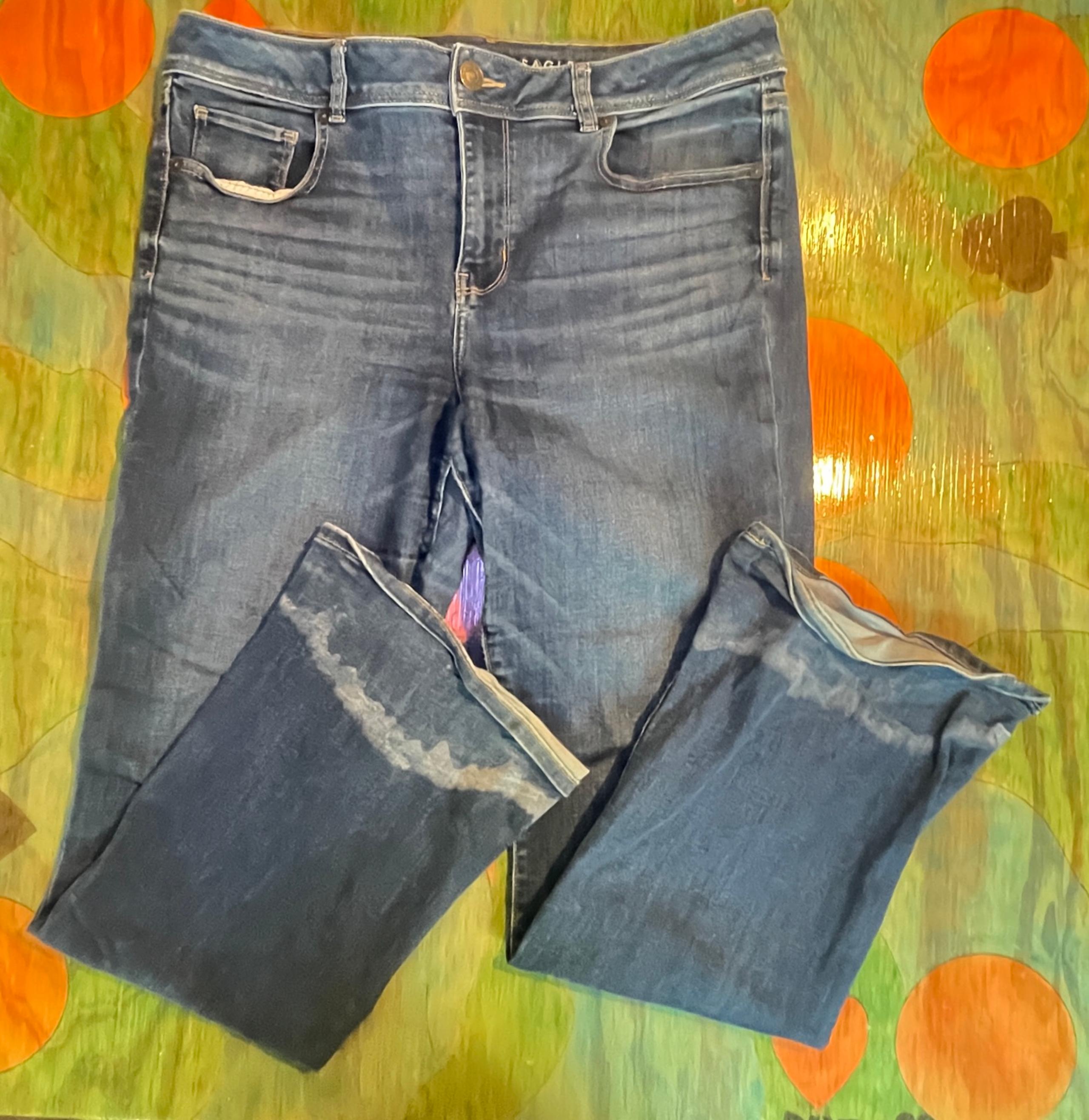 American Eagle Kick Boot Jeans Womens Size 14 Blue Next Level Stretch-AS IS Cott