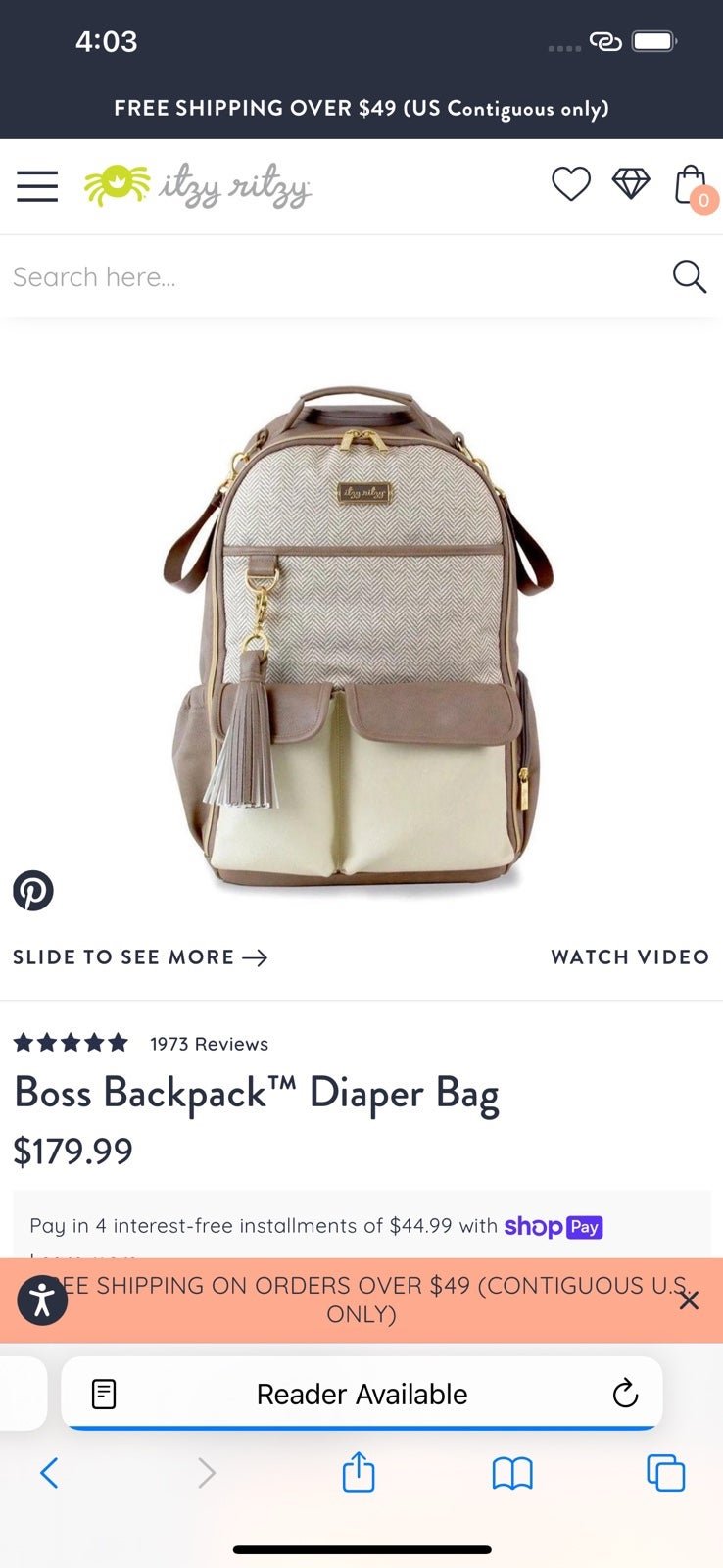 Itzy Ritzy Vanilla Latte Boss Backpack Diaper Bag
