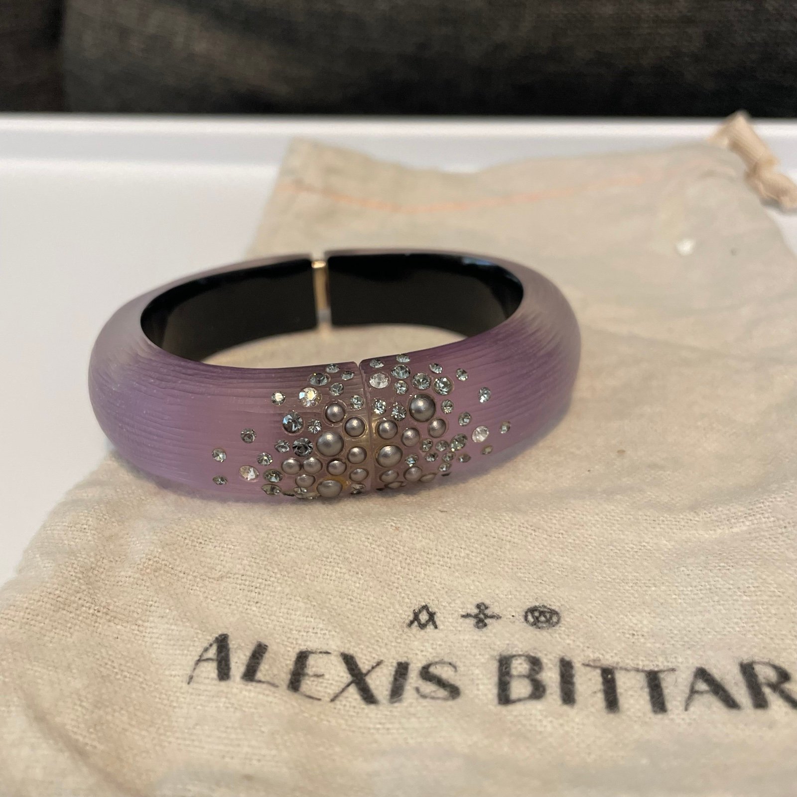 Authentic Alexis Bittar Lucite Crystal hinge Bracelet