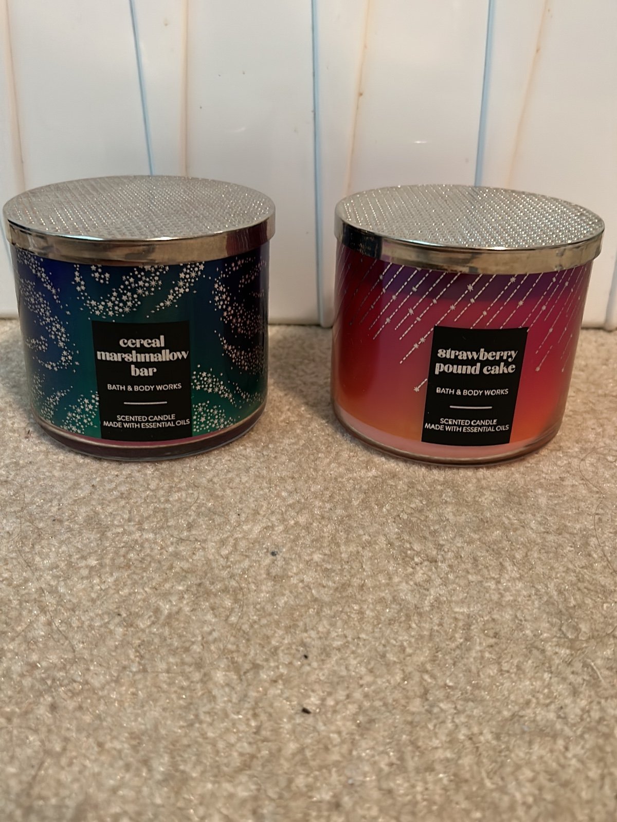 Bath Body Works Cereal Marshmallow Bar and Strawberry Poundcake Bundle