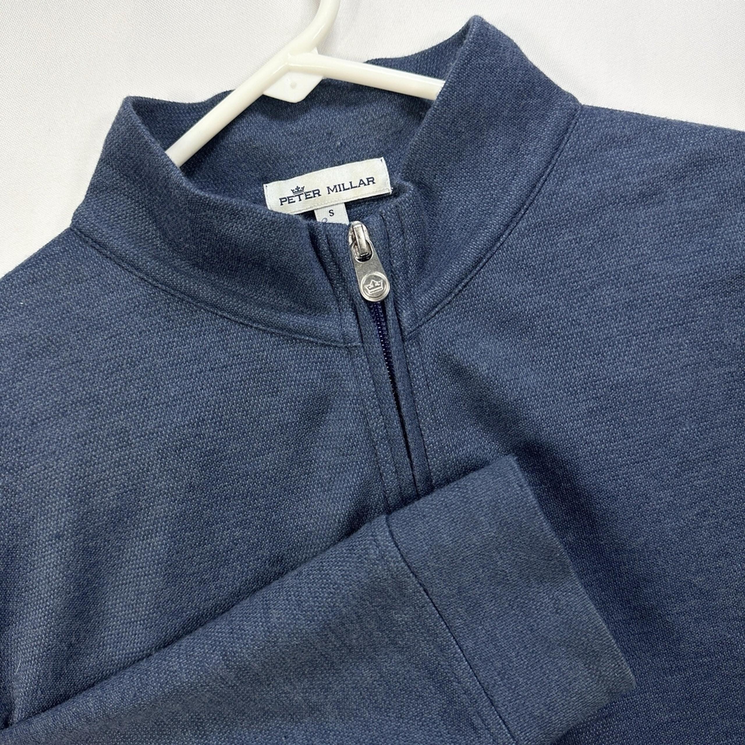Peter Millar Men Crown Comfort Interlock 1/4 Zip Pullover Sweater Small Navy EUC