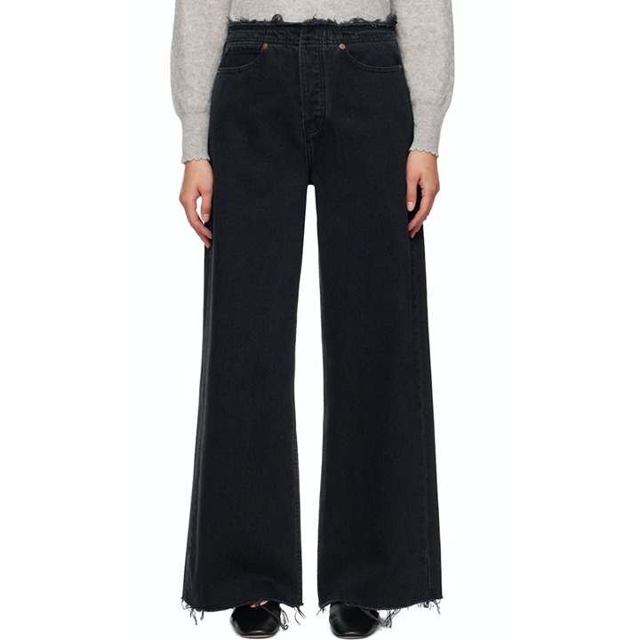 NEW FRAME Le Low Slung Baggy Wide Leg Cut Off Jeans Inkwell Size 29
