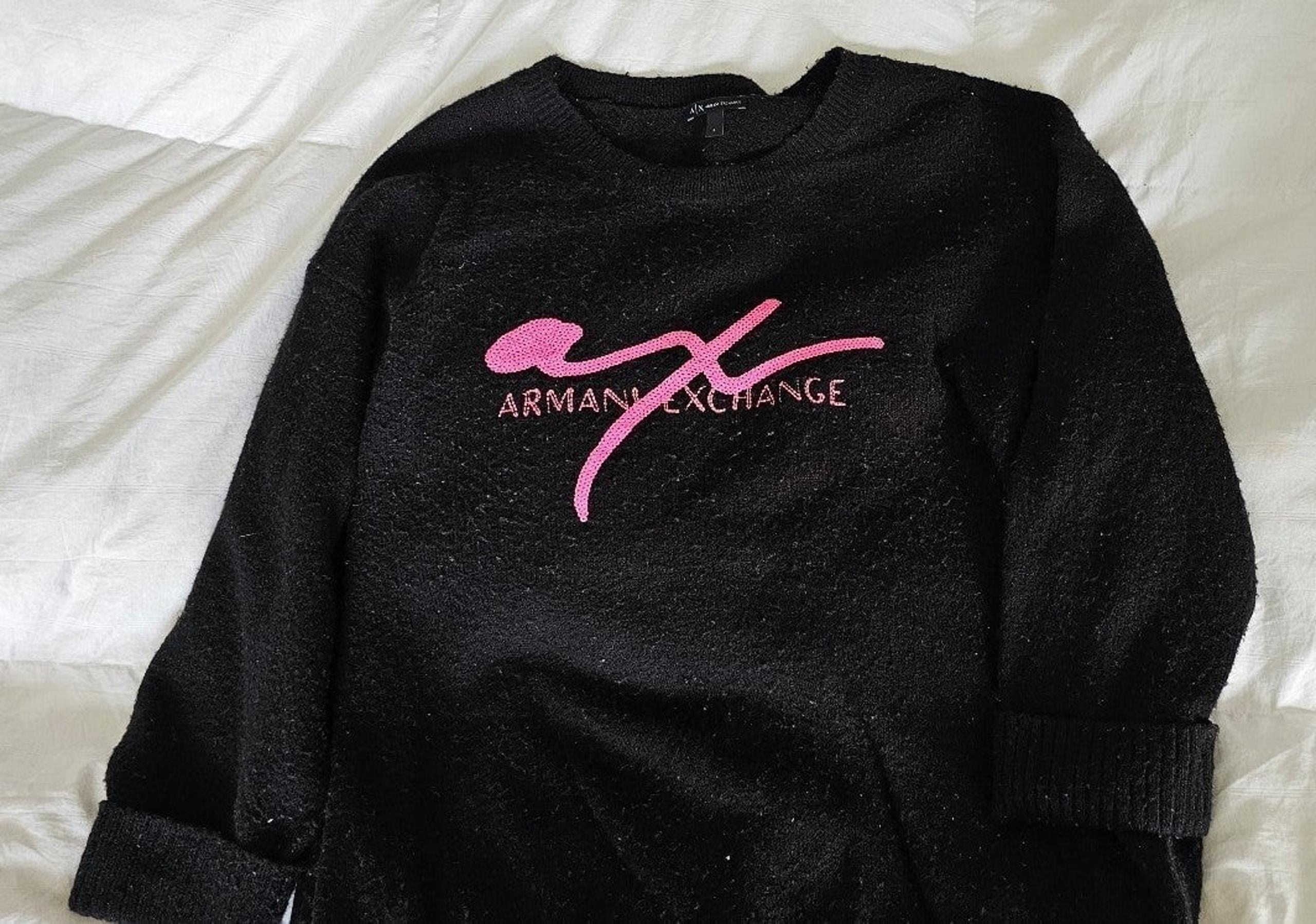 A/X Armani Exchange black w/ hot pink lettering sweater Sz L