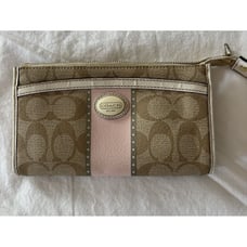 Coach Full Size Wallet. Brown Pink, Lots Of Storage And Pockets.