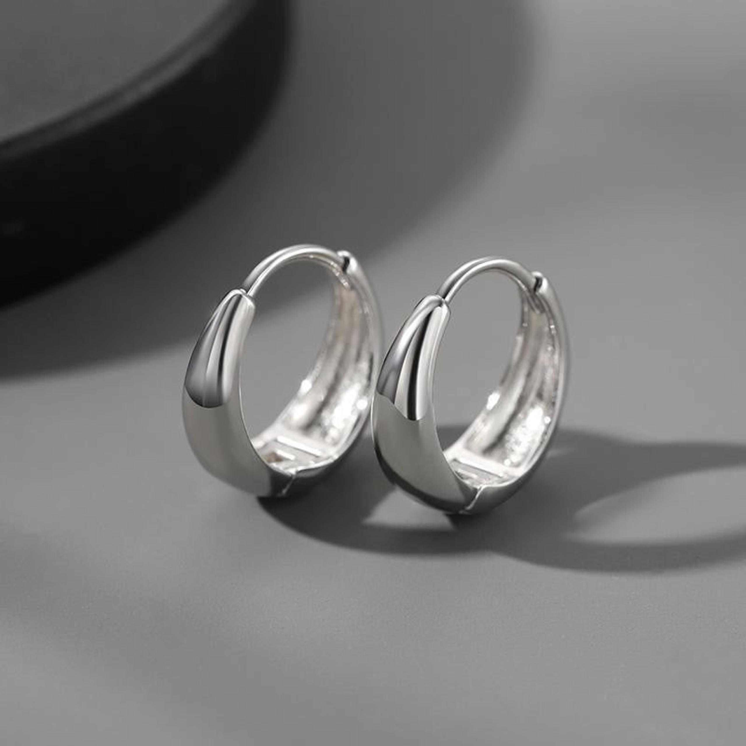 925 Silver Plated Small Hoop Earrings for Men Women,Punk Hip Hop Earrings